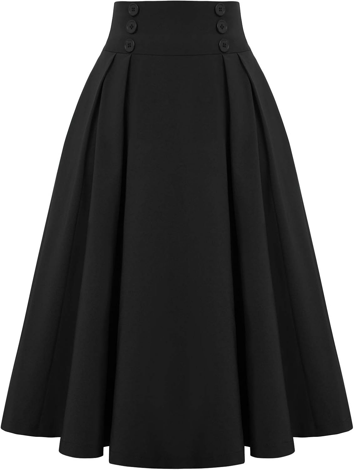 Belle Poque Vintage Pleated A-Line Skirt women's clothing with real, functional pockets