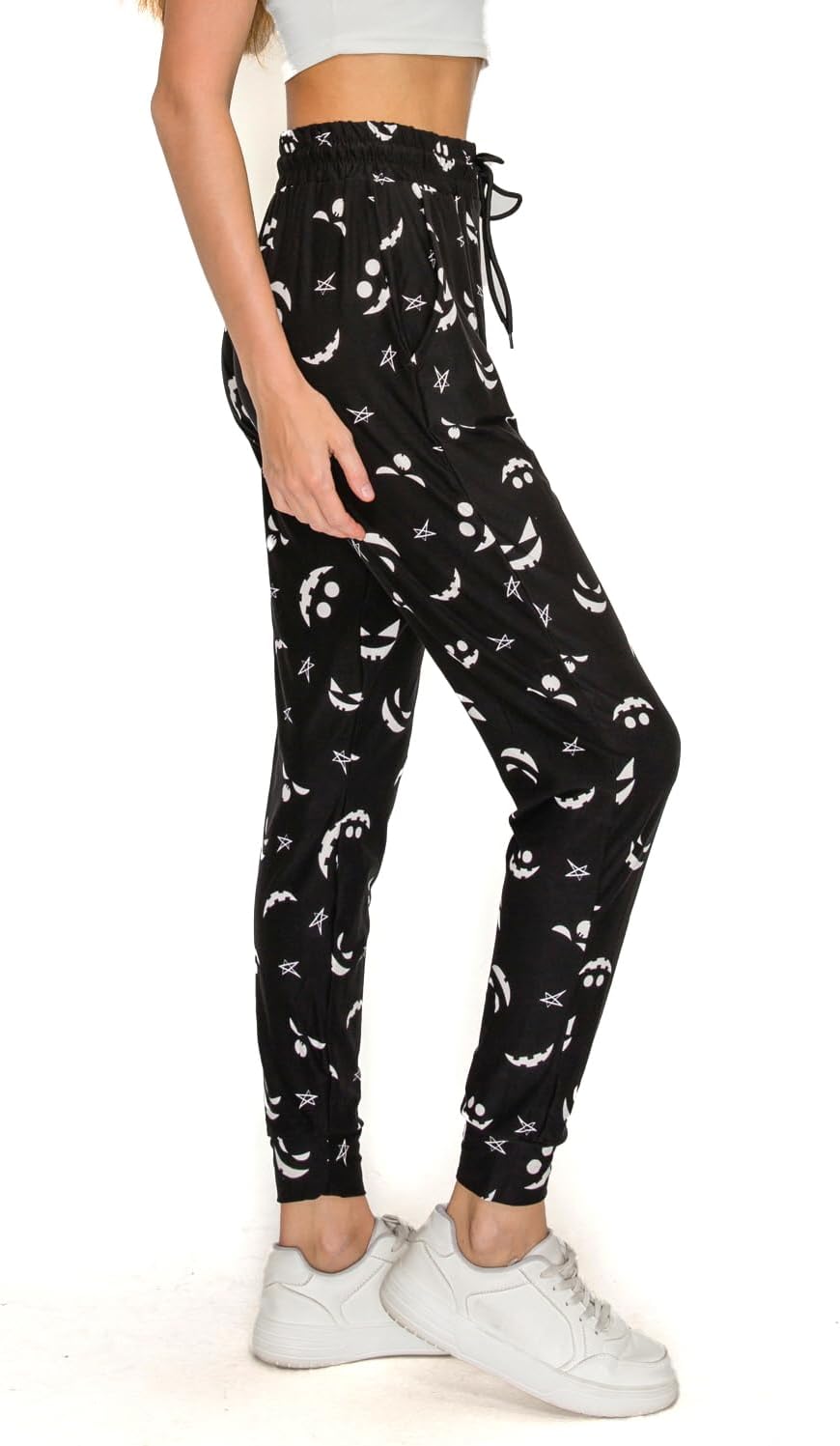 Leggings Depot Ghost Print Pocket Joggers women's clothing with real, functional pockets