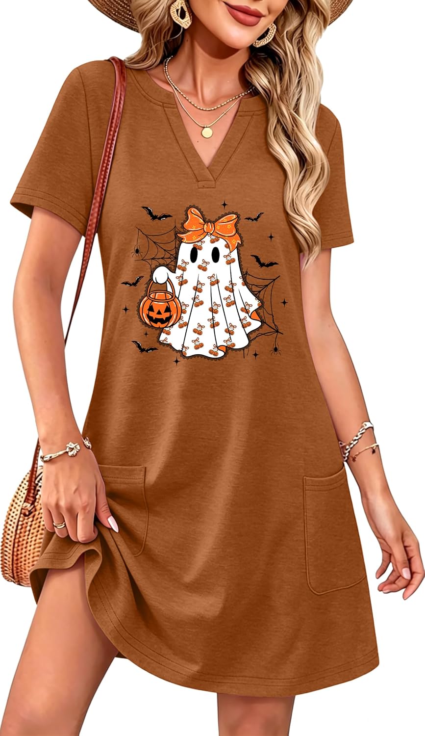 Zylkor Ghost & Pumpkin Pocket Dress women's clothing with real, functional pockets