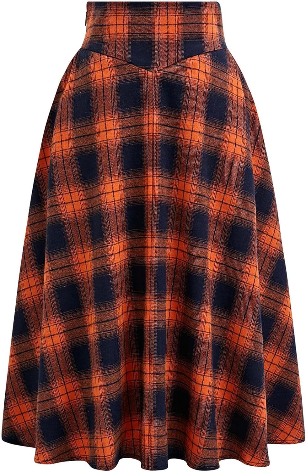 CHICWISH Pumpkin Check Midi Skirt women's clothing with real, functional pockets