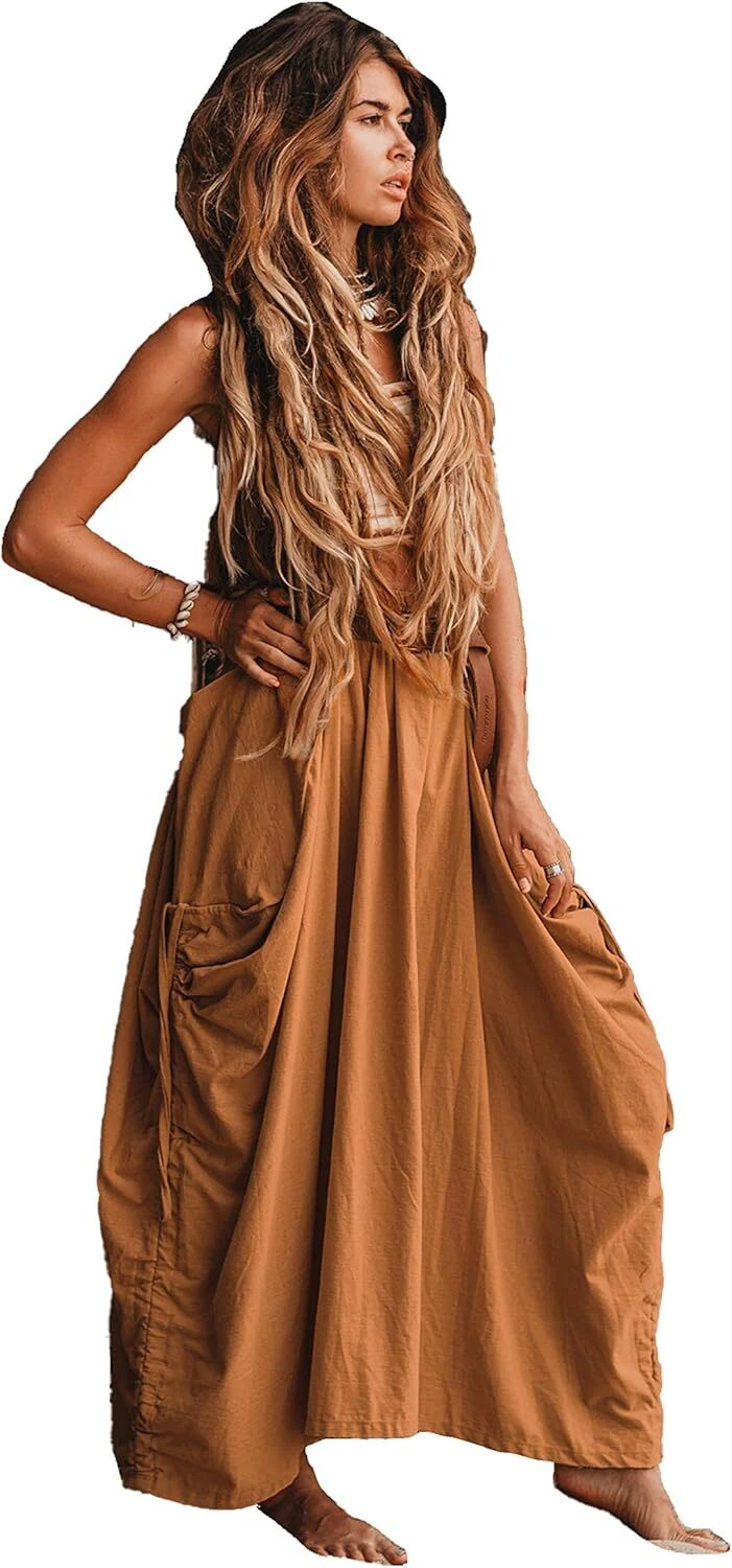 U-Station 2008 Bohemian Patch-Pocket Maxi Skirt women's clothing with real, functional pockets